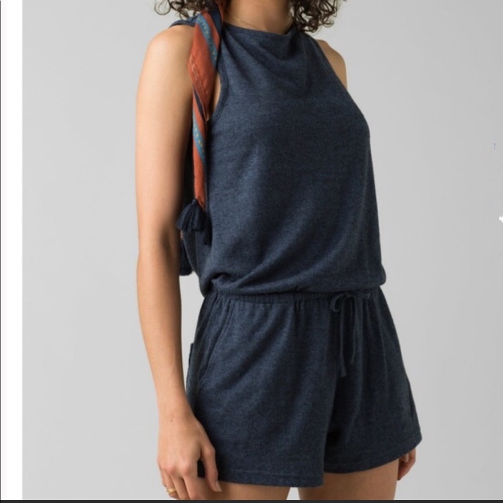 Prana Navy Sleeveless Drawstring Romper